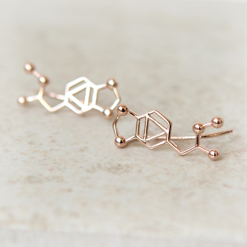 LSD Molecule Ear Climber / gold, silver, Pink gold