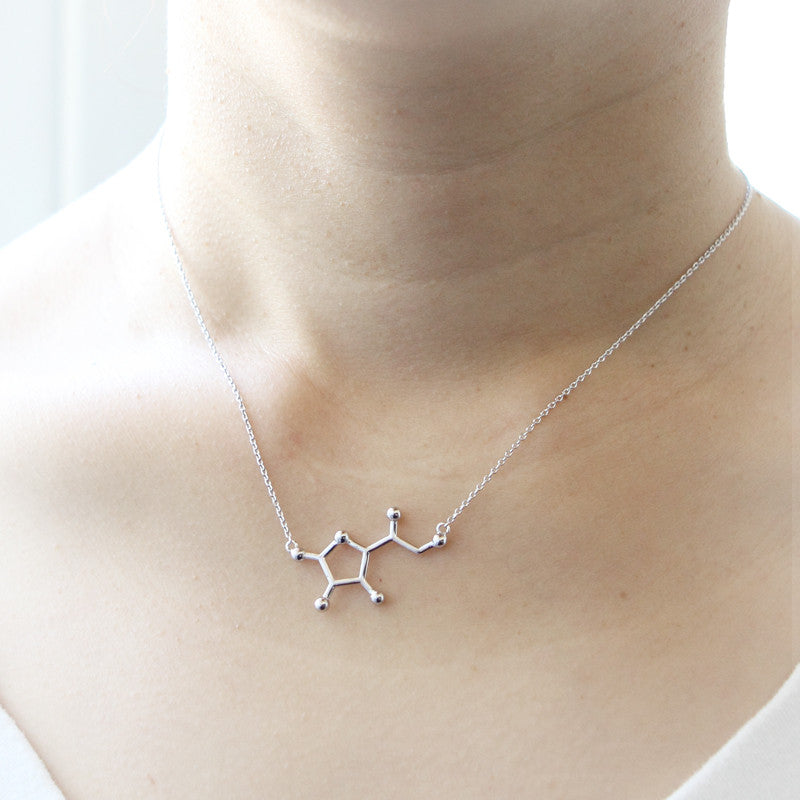 Serotonin Molecule Necklace Gold / Silver – Shany Design Studio