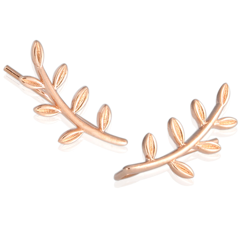 Olive Leaf Ear Climbers Cuff Crawler Earrings