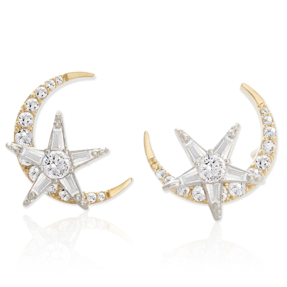 Crescent Moon Stud Earrings Gold Filled