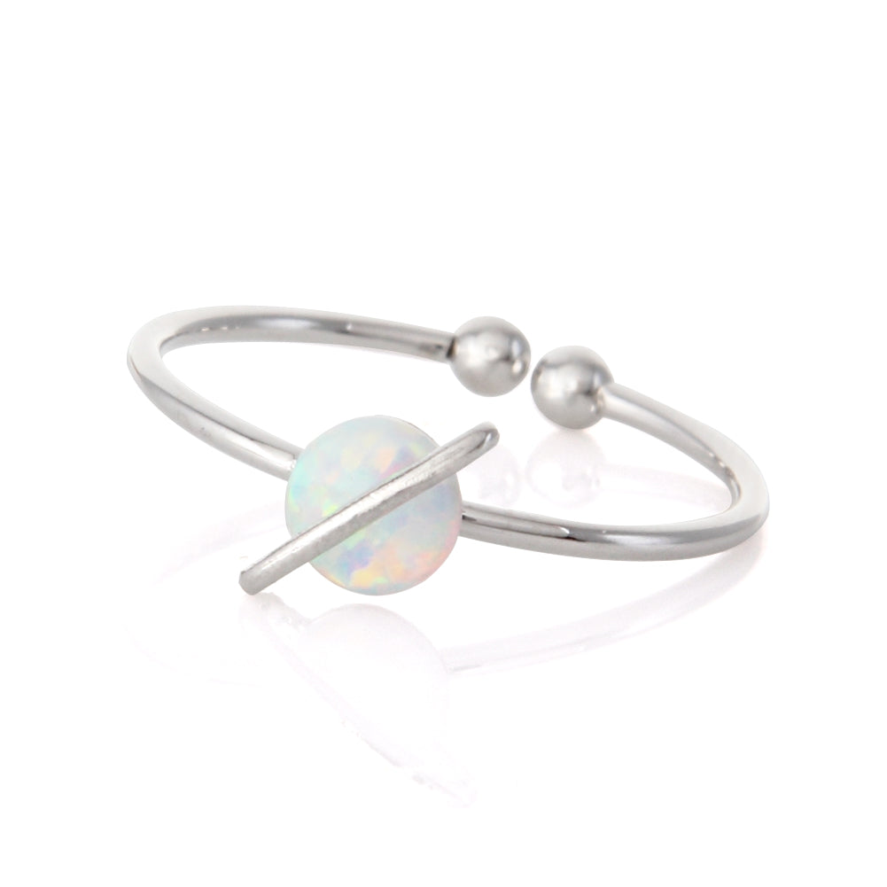 White Opal Planet Ring