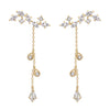 CZ Leaves Wrap Earrings with Teardrop Crystals
