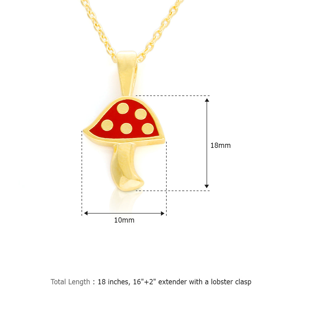 Red Mushroom Shape Pendant Necklace