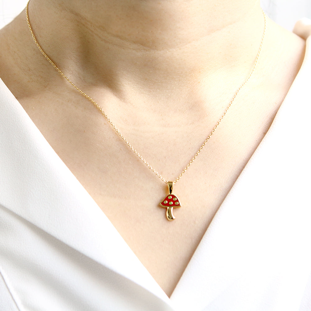 Red Mushroom Shape Pendant Necklace