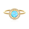 Round Created Opal and CZ Adjustable Ring