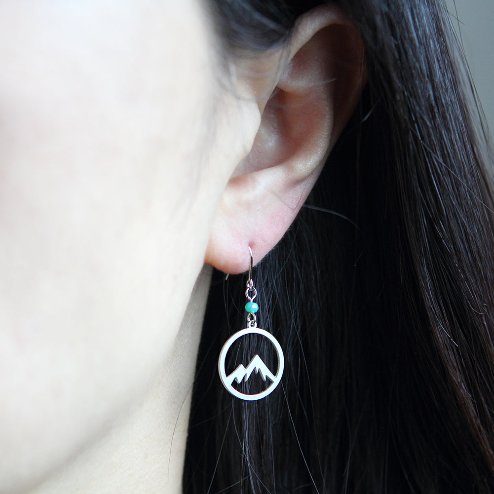 Cut Out Mountain Disc Drop Earrings