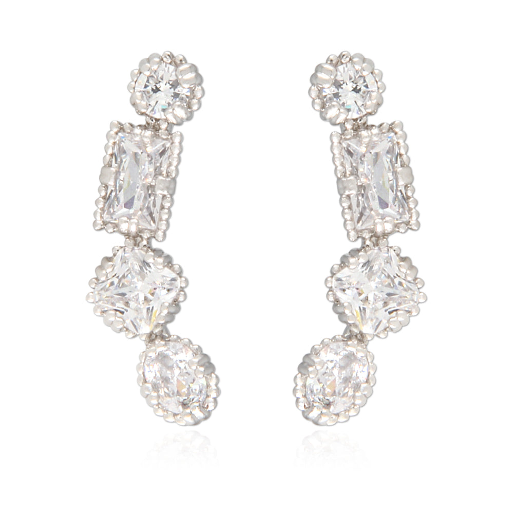 Geometric CZ Ear Climbers Cuff Crawler Earrings