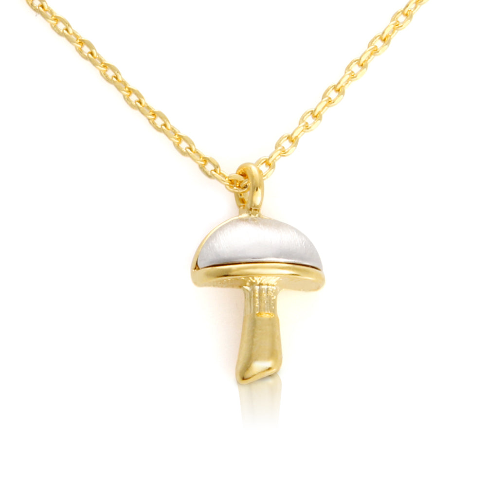 2 Tone mushroom Shape Pendant Necklace