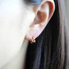 Small Nail CZ Accent Huggie Hoop Earrings