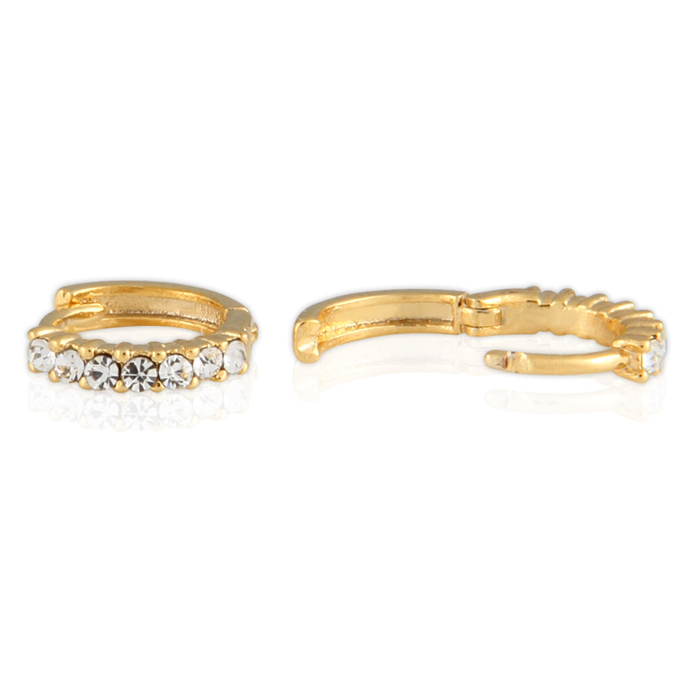 9 mm_Cubic Zirconia Small Hoop Huggie Earrings 14K Gold Plated