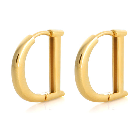 13 mm_Double Line CZ Hoop Earrings 14K Gold Plated