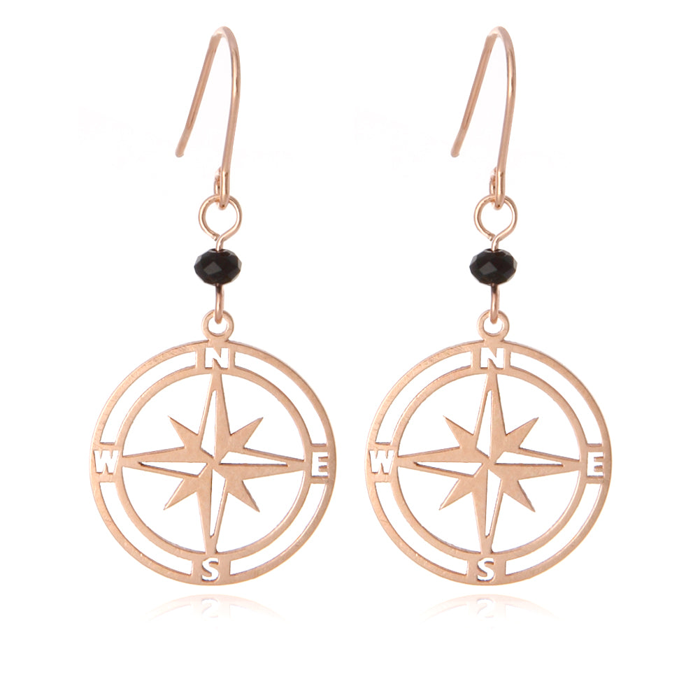 Cut Out Compass Disc Drop Earrings