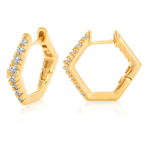 13 mm_Princess Cut CZ Hoop Huggie Earrings