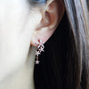 Flowers and Stars Crystal Dangle Drop Earrings