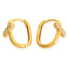 4CZ Oval Shape Huggie Hoop Earrings