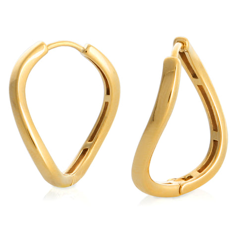 13 mm_Plain Huggie Hoop Earrings 14K Gold Plated