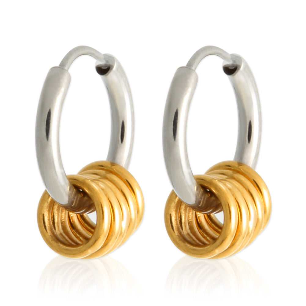 14K Yellow Gold Diamond Pave Hoop Earrings - Inside Out 3 Row Diamond  Earrings