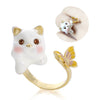 Cute Cat and Butterfly Ring