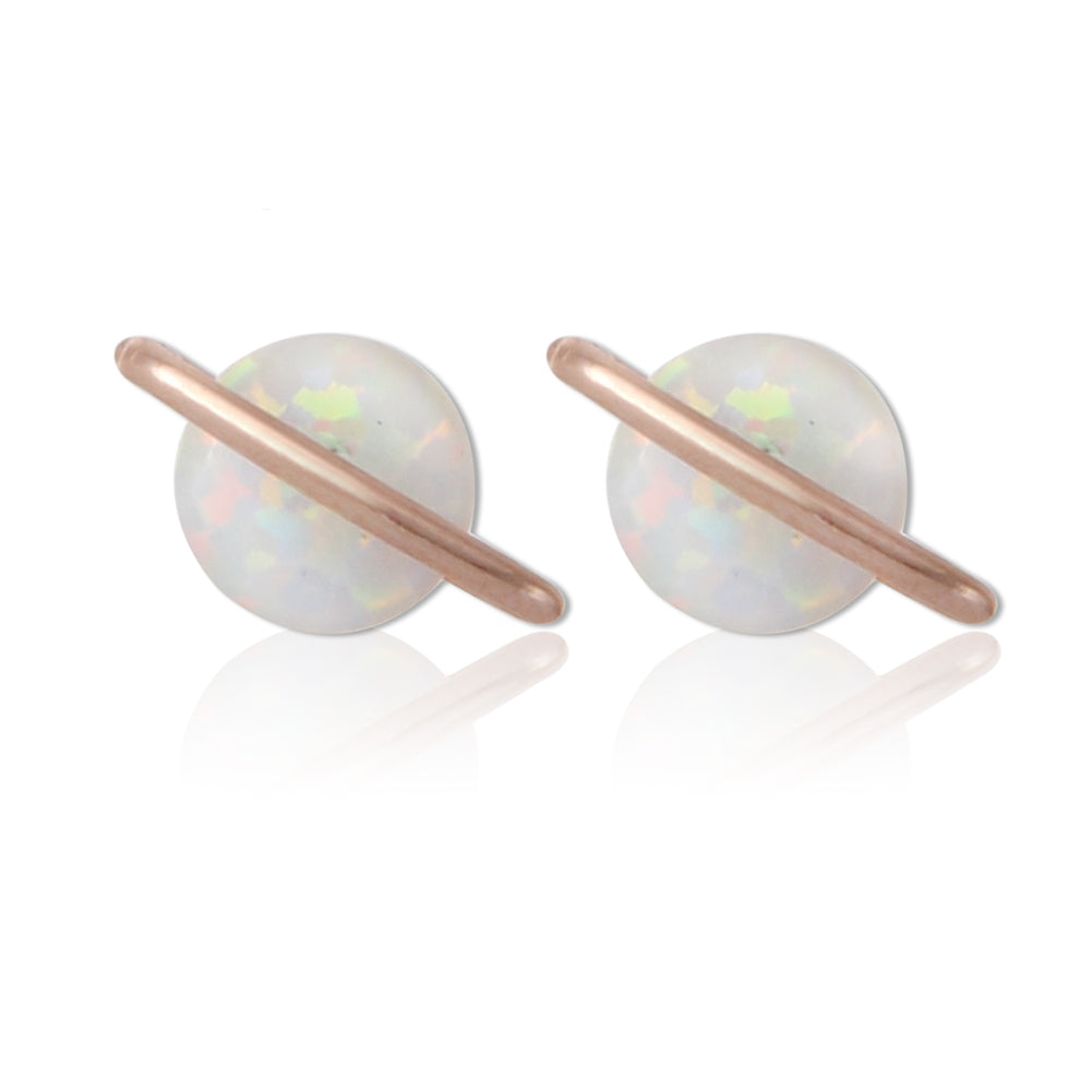 White Opal Planet Earrings