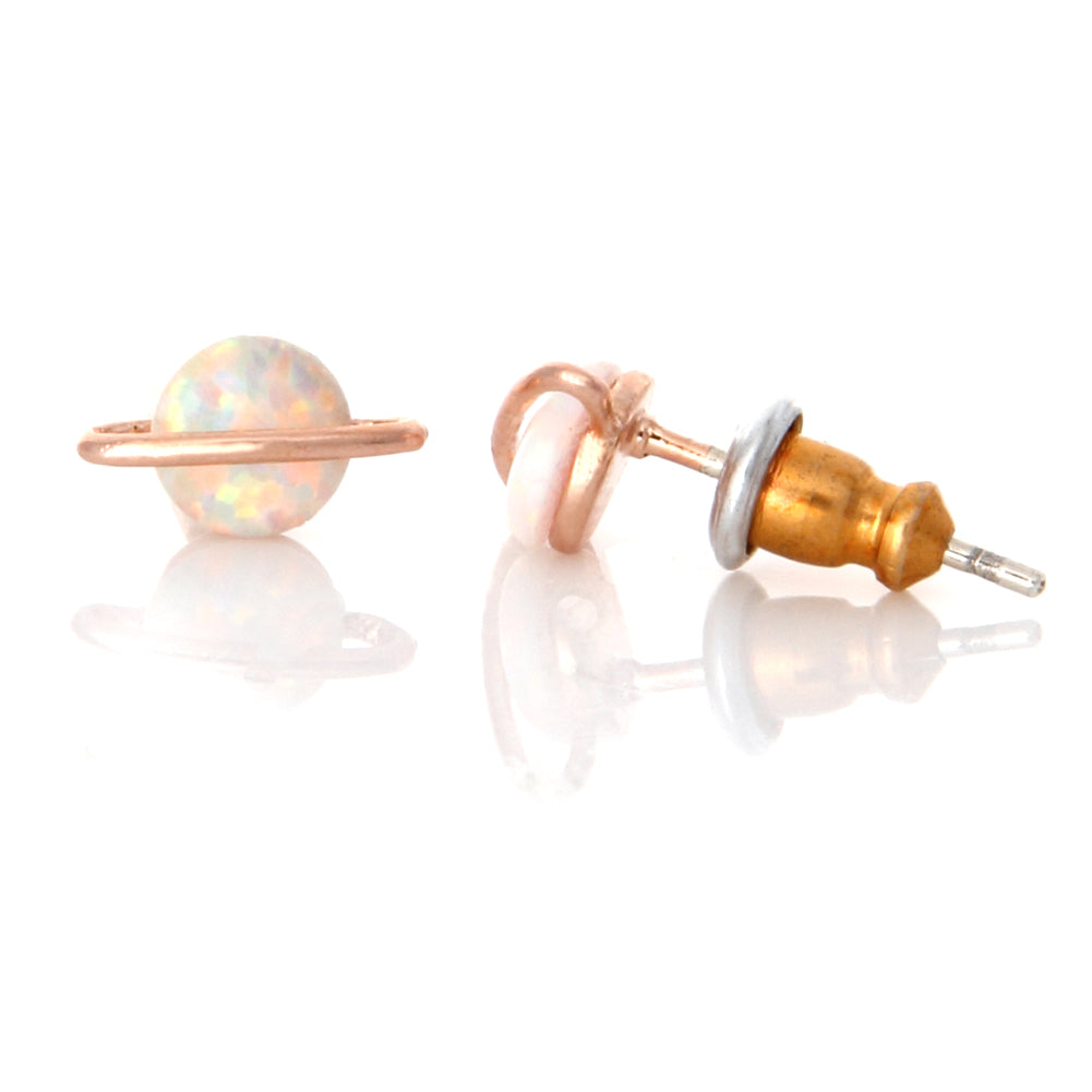 White Opal Planet Earrings