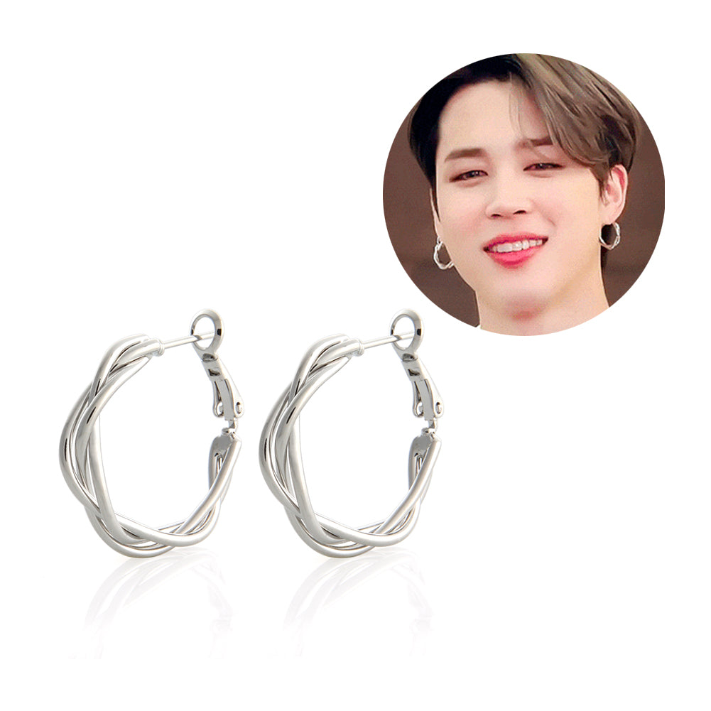 Twisted Dangle Hoop Earrings BTS Same style