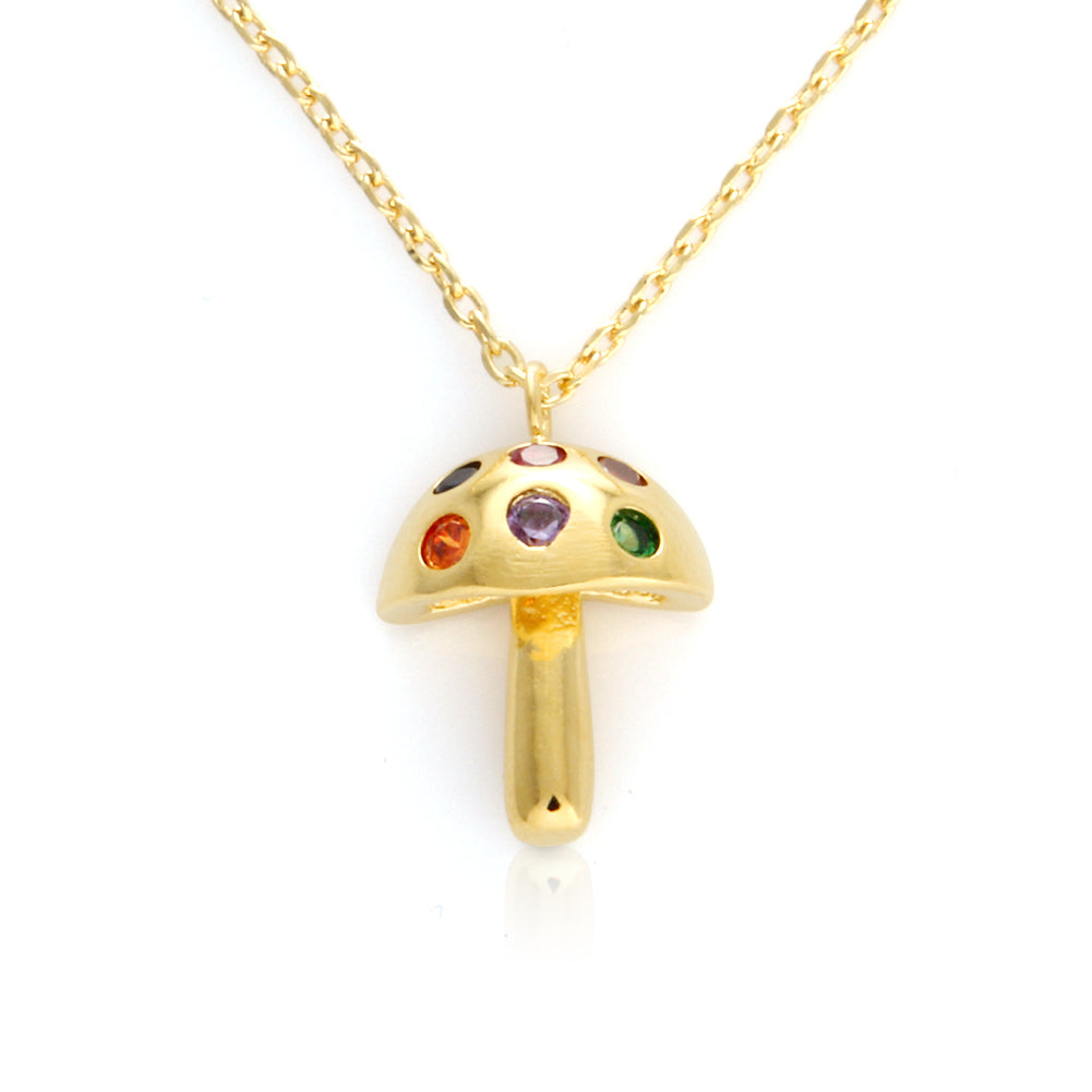 Rainbow Mushroom Charms Necklace 