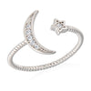 Crescent Moon and Star Twisted Roped Ring