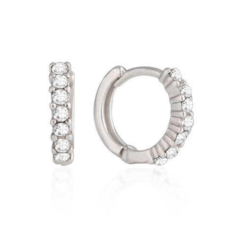 13 mm_Princess Cut CZ Hoop Huggie Earrings