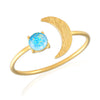 Opal and Crescent Moon Ring