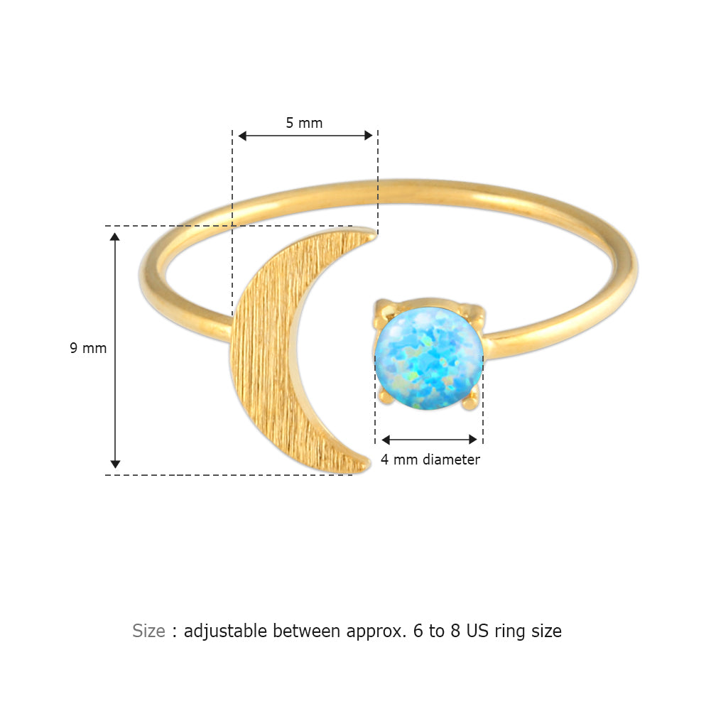 Opal and Crescent Moon Ring