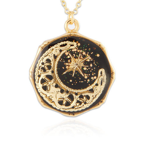 Sun and Cactus_Blue Goldstone Disc Pendant Necklace, 21.5 inches