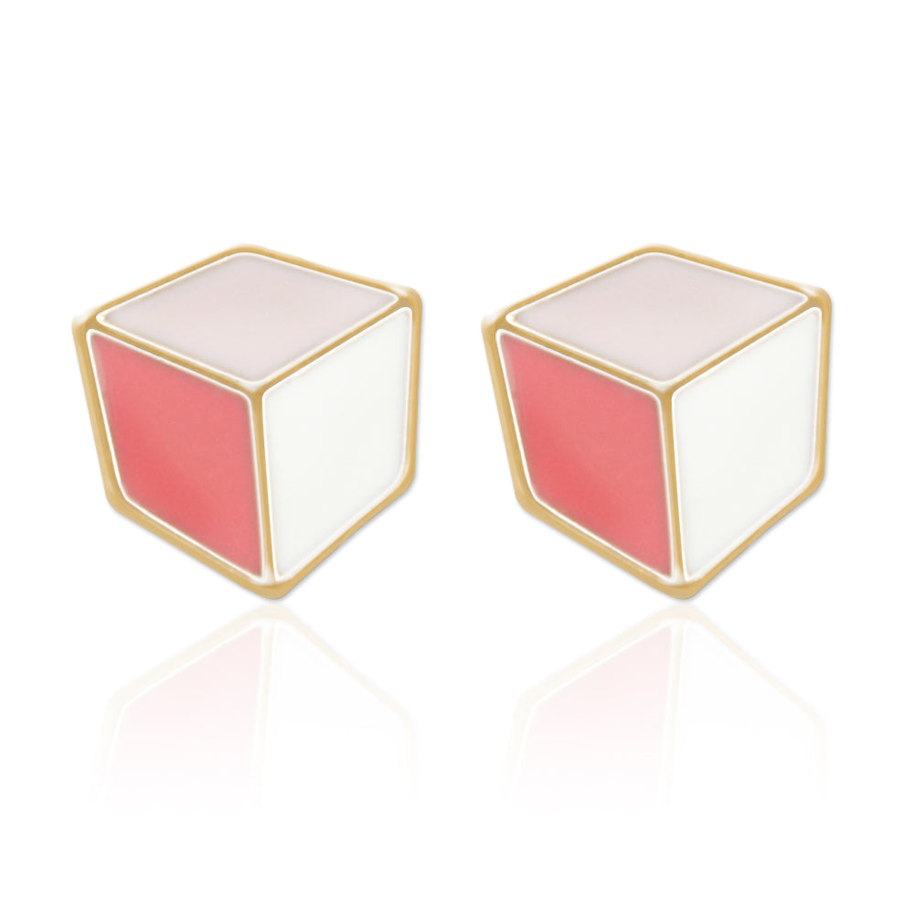 Epoxy Multi Colors Cube Earrings for Women