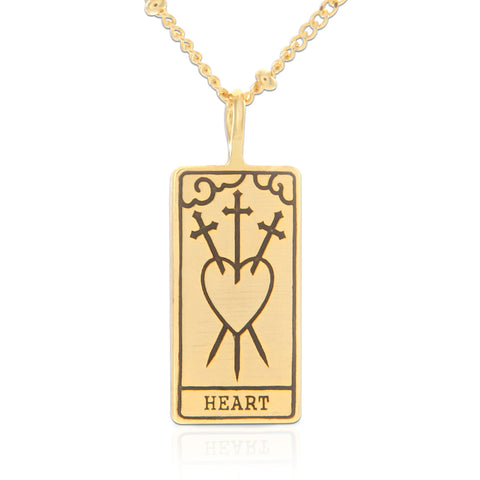 Tiny heart and Love You Necklace in gold