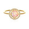 Round Created Opal and CZ Adjustable Ring