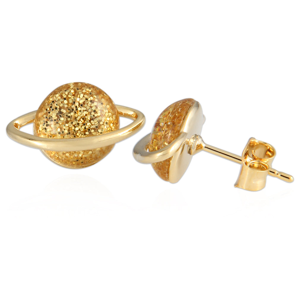 Glitter Beads Saturn Planet Earrings
