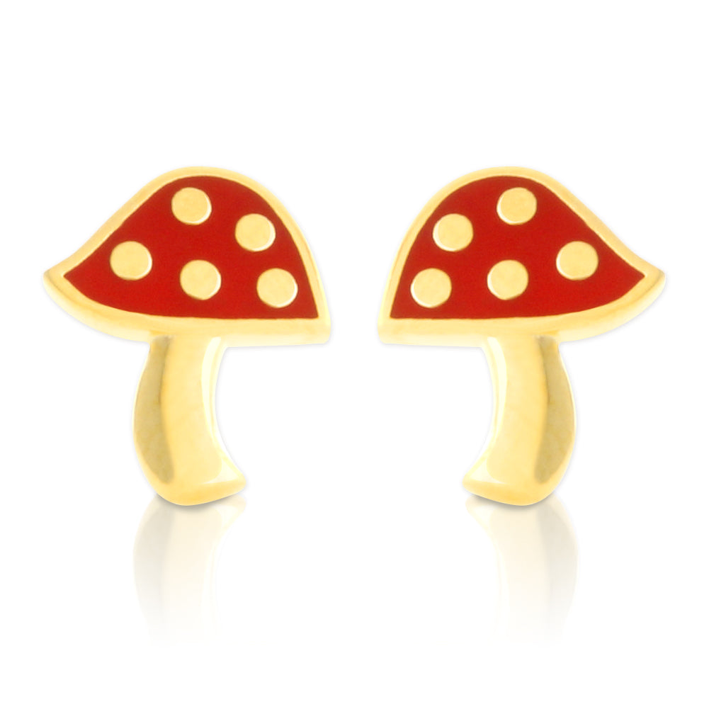 Red Dot Mushroom Stud Earrings