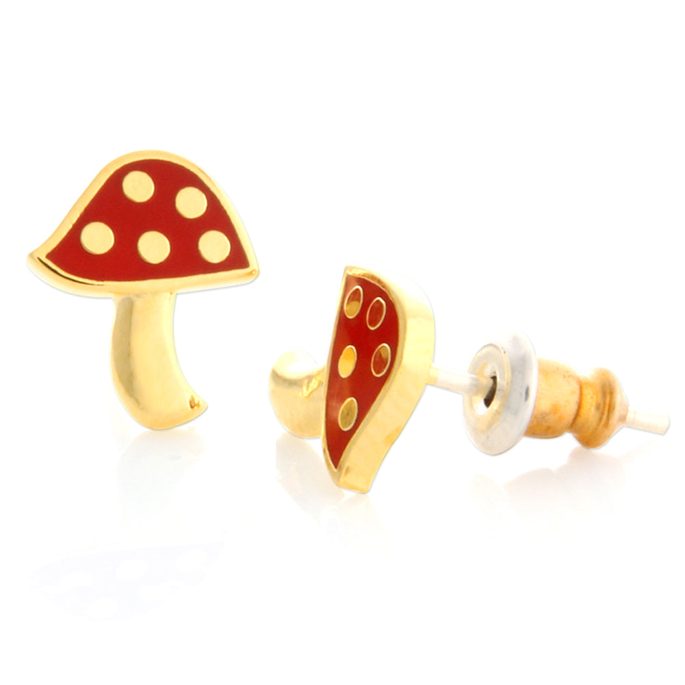 Red Dot Mushroom Stud Earrings