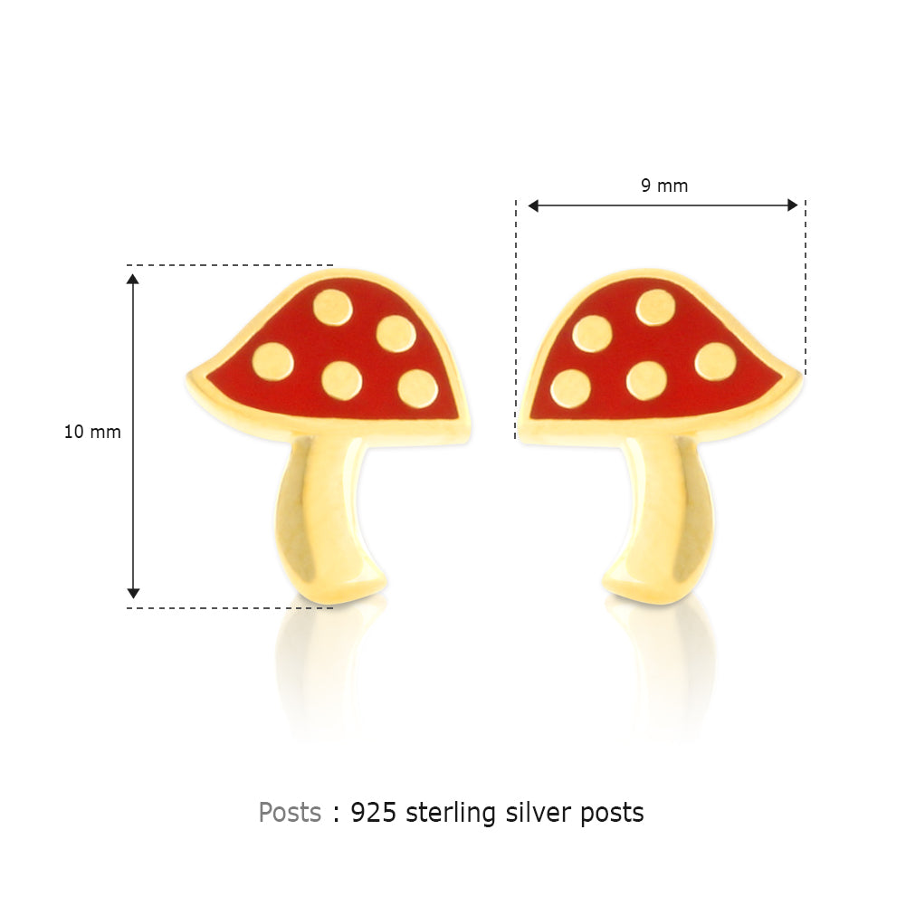 Red Dot Mushroom Stud Earrings