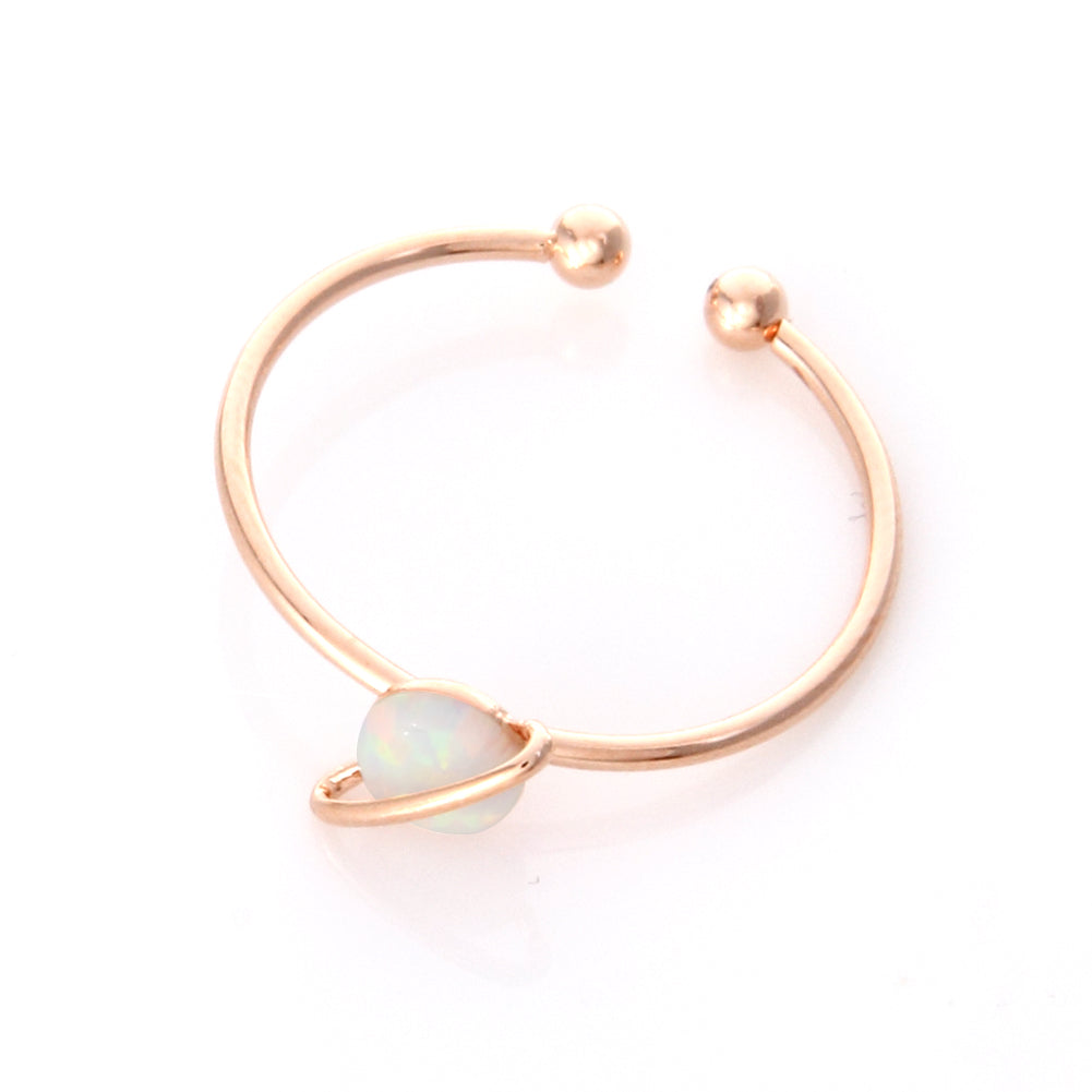 White Opal Planet Ring