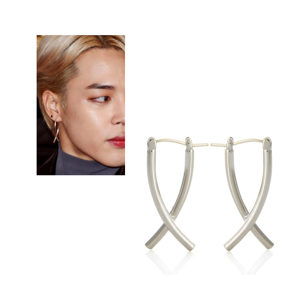 Crossed Dangle Hoop Earrings BTS Same style