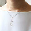 CZ Crescent Moon and Star Drop Necklace