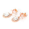 Peach Colored Heart Shape Flower and Oval Crystal Drop Earrings
