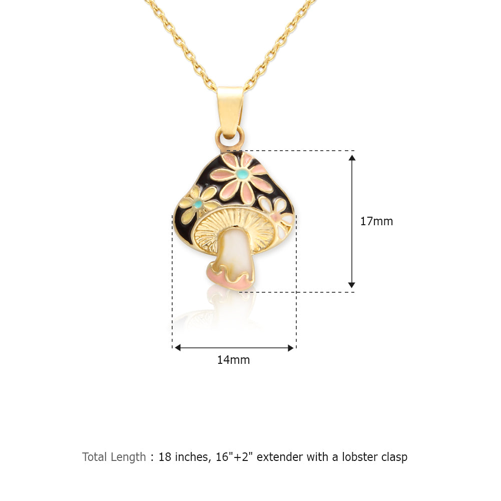 Floral Mushroom Pendant Necklace