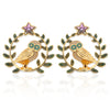 Leaves and Owl on a Twig Earrings Star Wise Owl Studs