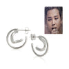 Hammered Circle Dangle Hoop Earrings BTS Same style