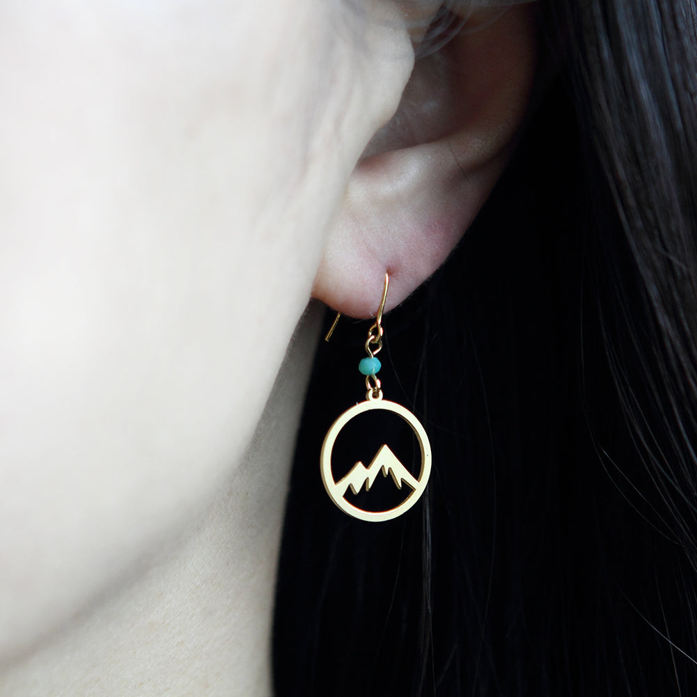 Cut Out Mountain Disc Drop Earrings