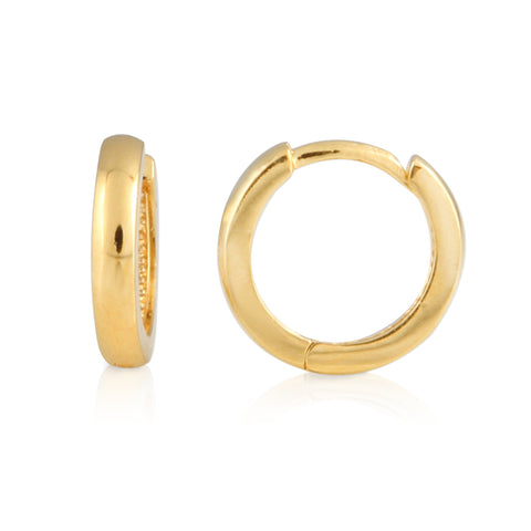 10 mm_ Cubic Zirconia Huggie Hinge Earring 14K Gold Plated