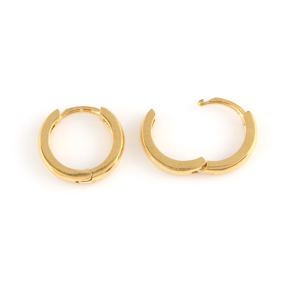 10mm_Simple Ring Huggie Small Hoop Earrings 14K Gold Plated