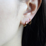 10mm_Simple Ring Huggie Small Hoop Earrings 14K Gold Plated
