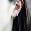Small Nail CZ Accent Huggie Hoop Earrings